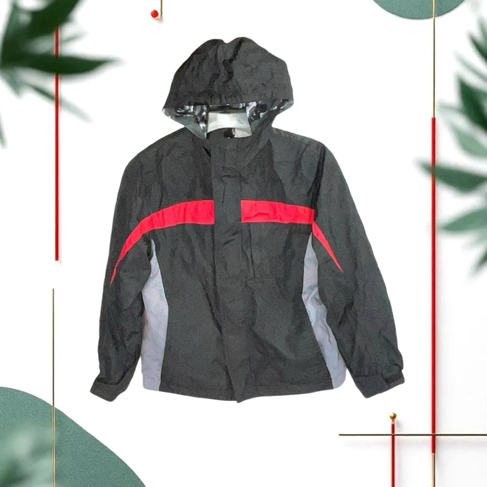 No Brand Reversible Red & Black w Gray, Black, White Camo Hooded Coat Youth ~10